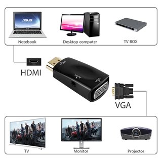 POWERTECH αντάπτορας HDMI σε VGA & 3.5mm CAB-H143, καλώδιο 3.5mm, μαύρος