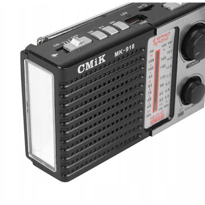 CMIK φορητό ραδιόφωνο & ηχείο MK-918 με φακό, BT/USB/TF/AUX, μαύρο