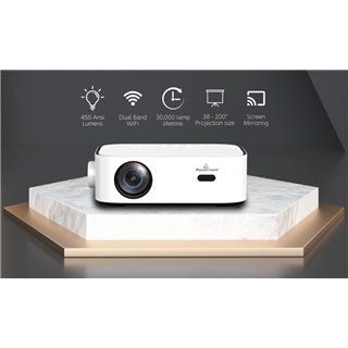 POWERTECH LED βιντεοπροβολέας PT-1035, Full HD, Dolby Audio, λευκός