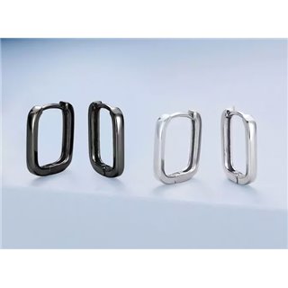 BAMOER σκουλαρίκια οβάλ κρίκοι BSE478-D, ασήμι 925, μαύρα