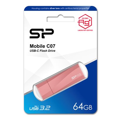 SILICON POWER USB-C Flash Drive Mobile C07, 64GB, USB 3.2, ροζ