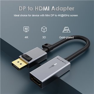 CABLETIME αντάπτορας Displayport σε HDMI AV589, LED Ring, 0.15m, μαύρος