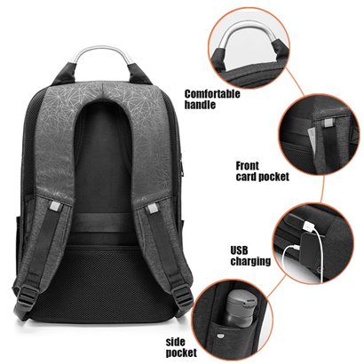 ARCTIC HUNTER τσάντα πλάτης B00218L με θήκη laptop 15.6", USB, μαύρη
