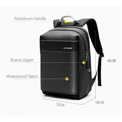 ARCTIC HUNTER τσάντα πλάτης B00218L με θήκη laptop 15.6", USB, μαύρη