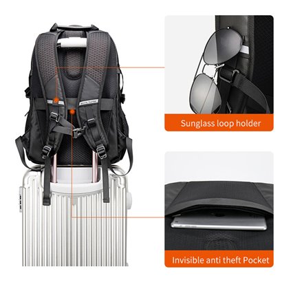 ARCTIC HUNTER τσάντα πλάτης B00388 με θήκη laptop 15.6", USB, μαύρη