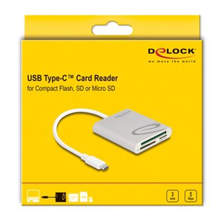 DELOCK card reader 91005 για micro SD/SD/CF, USB-C 5Gbps, γκρι