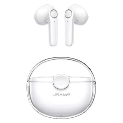 USAMS earphones με θήκη φόρτισης BU12, True Wireless, λευκά