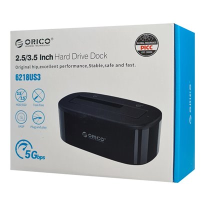 ORICO docking station 6218US3, 2.5/3.5" HDD/SSD, 5Gbps, μαύρο