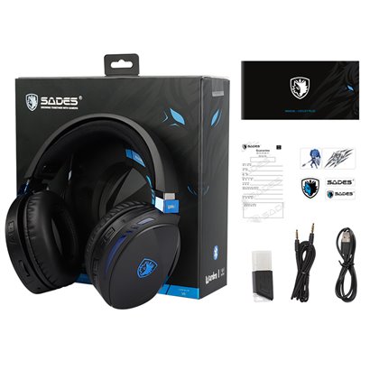 SADES gaming headset Warden I, wireless & wired. multiplatform BT, μαύρο