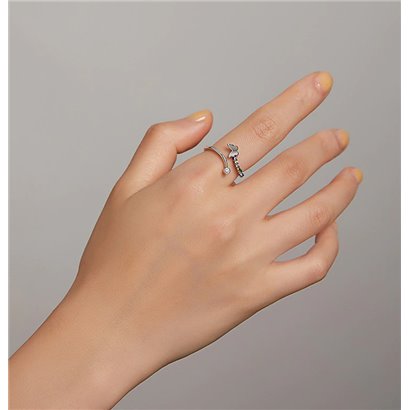 BAMOER δαχτυλίδι SCR730, κυβική ζιρκόνια, ανοιγόμενο, ασήμι 925, ασημί