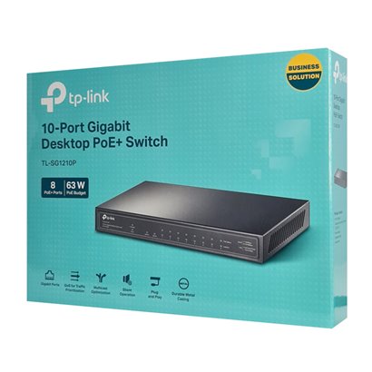TP-LINK desktop switch TL-SG1210P, 10-Port Gigabit, 8x PoE+, Ver. 3.0