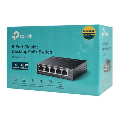 TP-LINK desktop switch TL-SG1005LP, 5-Port Gigabit, 4x PoE+, Ver. 2.0