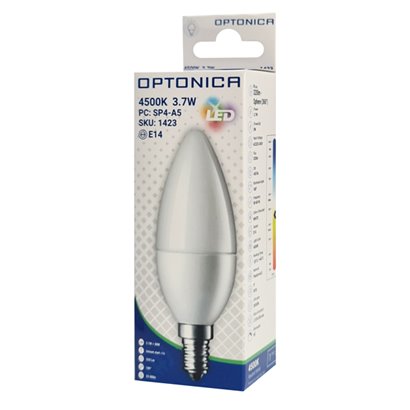OPTONICA LED λάμπα candle C37 1423, 3.7W, 4500K, E14, 320lm