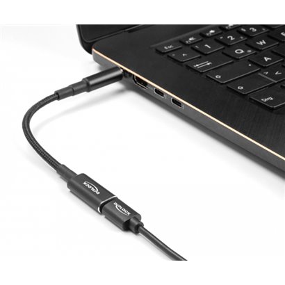 DELOCK καλώδιο τροφοδοσίας 60037, USB-C σε Dell 7.4x5.0mm, 15cm, μαύρο