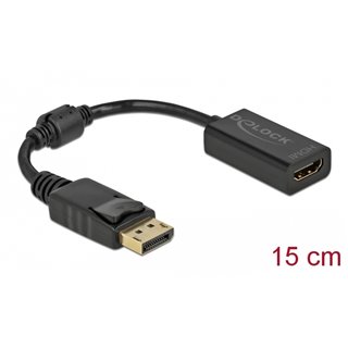 DELOCK αντάπτορας DisplayPort σε HDMI 61011, 1080p Passive, 15cm, μαύρος