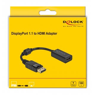 DELOCK αντάπτορας DisplayPort σε HDMI 61011, 1080p Passive, 15cm, μαύρος