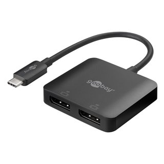GOOBAY αντάπτορας USB-C σε 2x DisplayPort 60171, 2x 4K, HDR, μαύρος