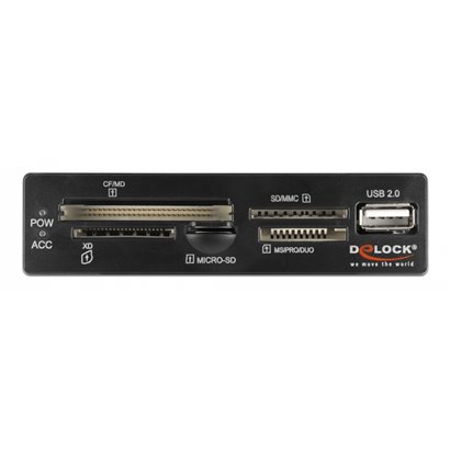 DELOCK USB 9-pin card reader 91708, CF/SD/XD/MS/Micro SD/USB, 3.5" bay