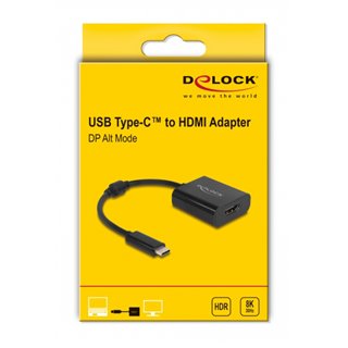 DELOCK αντάπτορας USB-C σε HDMI 64175, 8K/30Hz, HDR, μαύρος
