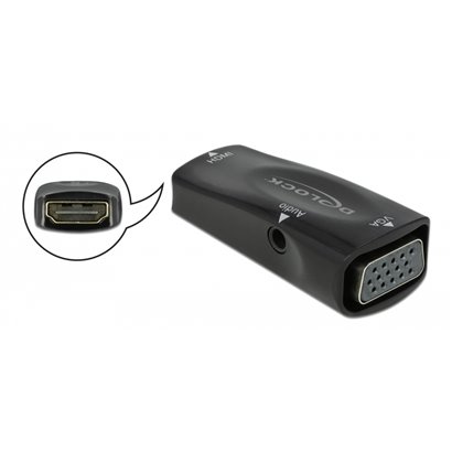 DELOCK αντάπτορας HDMI σε VGA 66560, 1080p/60Hz, μαύρος