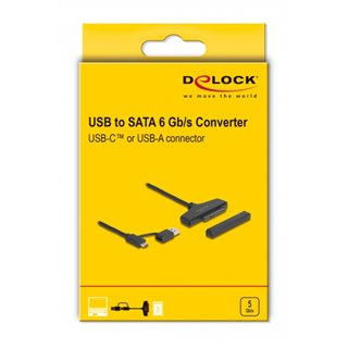 DELOCK αντάπτορας USB/USB-C σε SATA 61042 για 2.5" HDD/SSD, 6Gbps