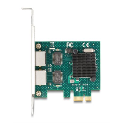 DELOCK κάρτα επέκτασης PCIe x1 σε 2x RJ45 Gigabit 88205, 1000Mbps