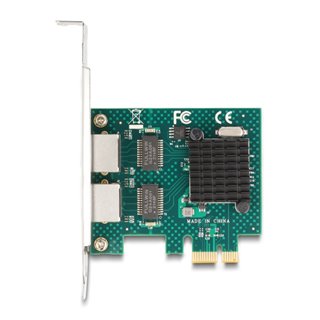 DELOCK κάρτα επέκτασης PCIe x1 σε 2x RJ45 Gigabit 88205, 1000Mbps