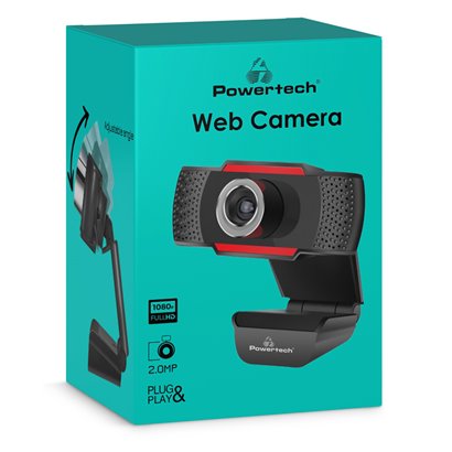 POWERTECH web camera PT-1078, 2.0MP Full HD, Plug & Play, 1.35m, μαύρη