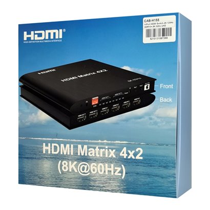 HDMI matrix switch CAB-H155, 4-in σε 2-out, 8K/60Hz, HDR/HDCP, μαύρο