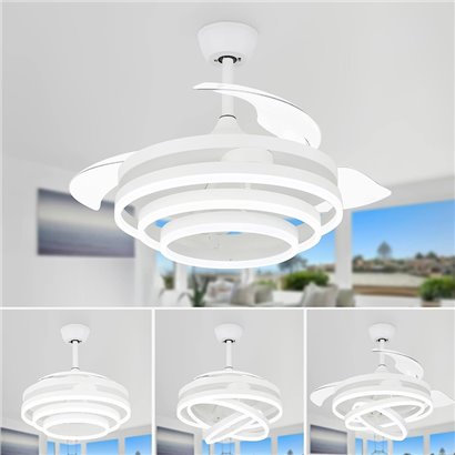 POWERTECH ανεμιστήρας οροφής HLL-0112 με LED φως, 72W, Φ106x50cm, λευκός