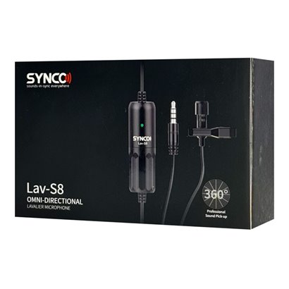 SYNCO μικρόφωνο Lav-S8 με clip-on, omnidirectional, 3.5mm, 8m, μαύρο