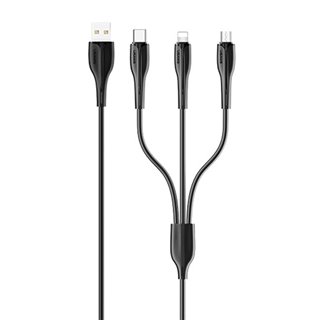 USAMS καλώδιο USB σε USB-C/Lightning/Micro USB US-SJ374, 2A, 1m, μαύρο