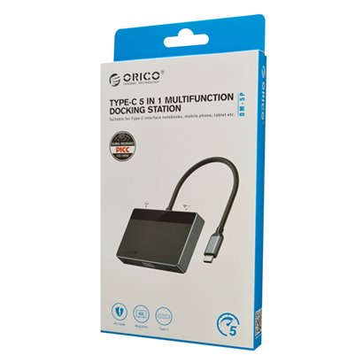 ORICO docking station DM-5P, USB/USB-C/HDMI/VGA/3.5mm, 4K, 100W, μαύρο