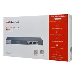 HIKVISION Managed switch DS-3E1518P-SI, 16x PoE & 2x SFP ports, 1000Mbps