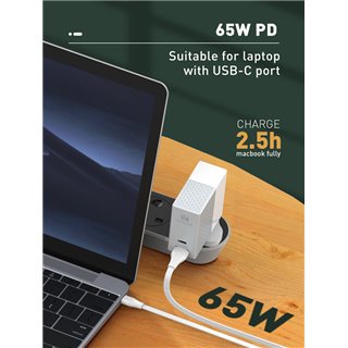 LDNIO καλώδιο USB-C σε USB-C LC132C, 65W PD, 2m, λευκό