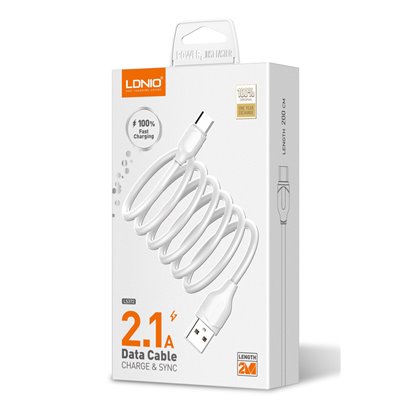 LDNIO καλώδιο USB-C σε USB LS372, 2.1A, 2m, λευκό