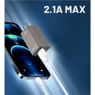 LDNIO καλώδιο Lightning σε USB LS372, 2.1A, 2m, λευκό