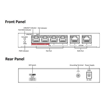 HIKVISION Unmanaged Switch DS-3E0106P-E/M, 4x PoE ports, 35W, 100Mbps