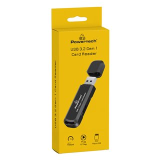 POWERTECH card reader PT-1112 για SD & micro SD, USB 3.2, 5Gbps, μαύρο