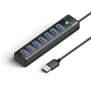 ORICO USB hub PW7U-U3 με 7x USB θύρες, 5Gbps, 50cm, μαύρο