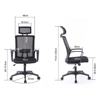 POWERTECH καρέκλα γραφείου PT-1139 με μπράτσα, ρυθμιζόμενη, μαύρη