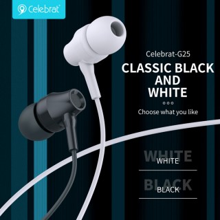 CELEBRAT earphones με μικρόφωνο G25, 3.5mm, 1.2m, μαύρα