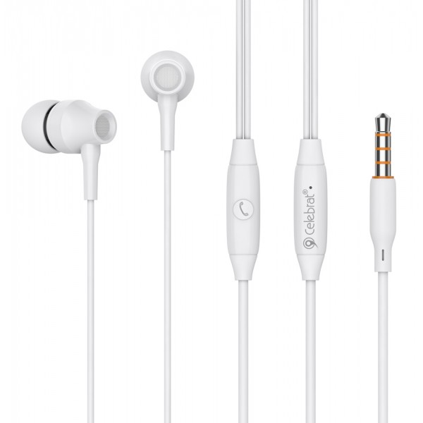 CELEBRAT earphones με μικρόφωνο G25, 3.5mm, 1.2m, λευκά