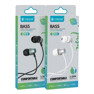 CELEBRAT earphones με μικρόφωνο D11, 3.5mm, 1.2m, λευκά