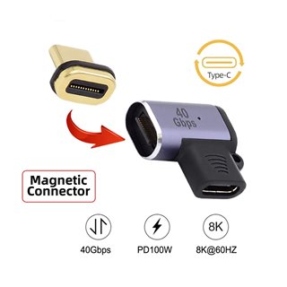 POWERTECH αντάπτορας USB-C PTH-107, μαγνητικός, 100W, 40Gbps, γκρι
