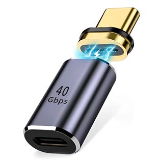 POWERTECH αντάπτορας USB-C PTH-109, μαγνητικός, 100W, 40Gbps, γκρι