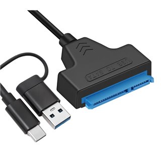 POWERTECH καλώδιο USB-C/USB σε SATA CAB-UC076, 2.5" HDD/SSD 6Gbps, μαύρο