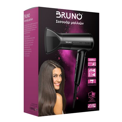BRUNO σεσουάρ μαλλιών BRN-0153, 1600W, αναδιπλούμενη λαβή, μαύρο