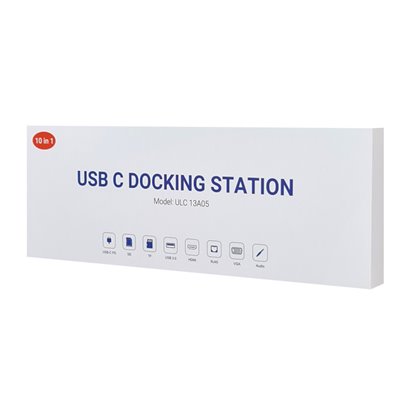 POWERTECH docking station CAB-UC080, 10 θυρών, βάση laptop, USB-C, γκρι
