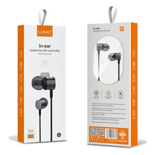 LDNIO earphones με μικρόφωνο HP04, 3.5mm, 1.2m, γκρι